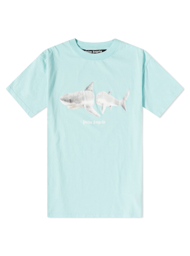 Тениска Palm Angels Shark Tee Тюркоазено | PMAA001S23JER0054001