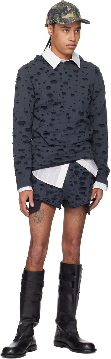 Суитчър Acne Studios Acne Studios Layered Knitted Hoodie Тъмно синьо | BL0407-, 3