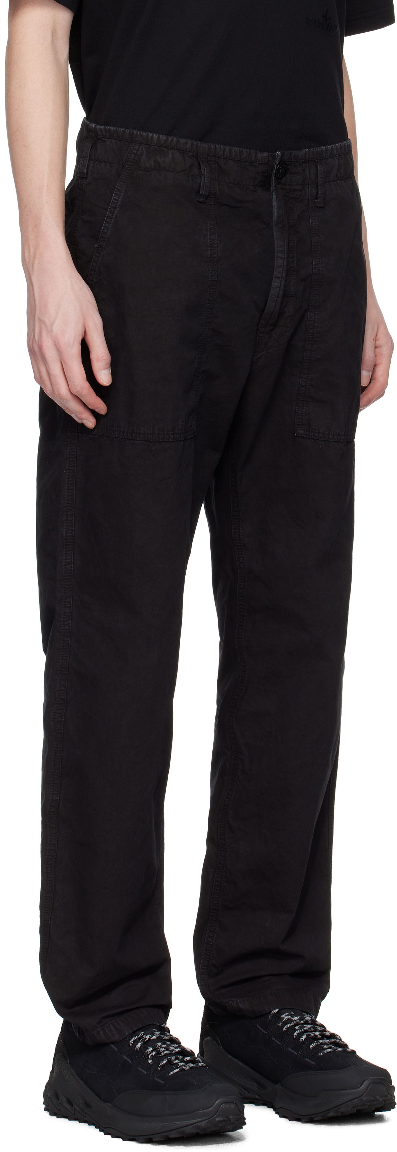 Карго панталони Stone Island Stone Island Brushed Organic Cotton Canvas Old Effect Trousers Черно | K1S15 3100023 S00WA, 1