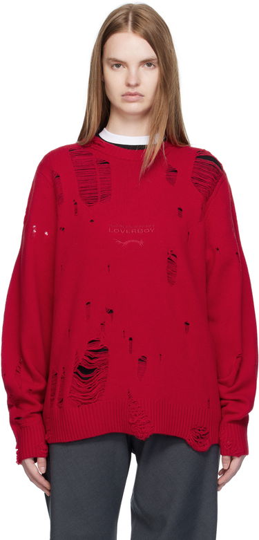Пуловер Charles Jeffrey Loverboy Charles Jeffrey LOVERBOY Distressed Logo Sweater Червено | 52090102, 0