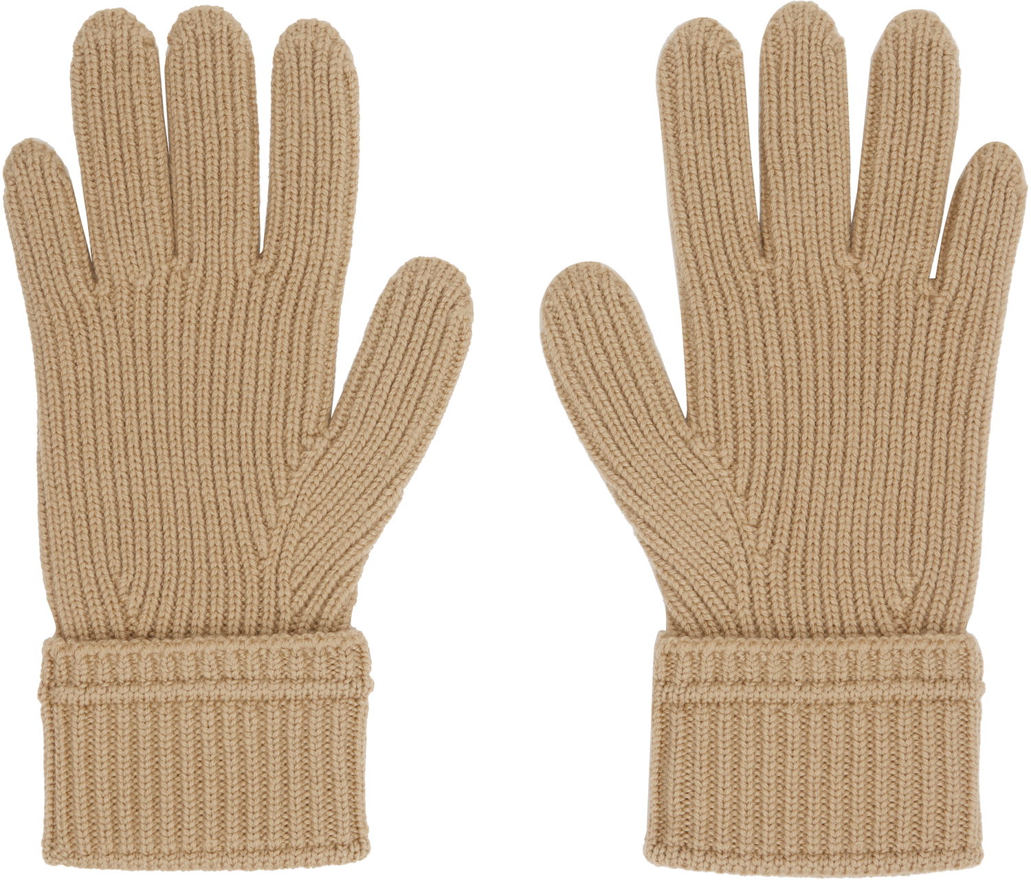 Ръкавици Burberry Burberry Wool Gloves with Logo Patch Бежово | 8114594, 1