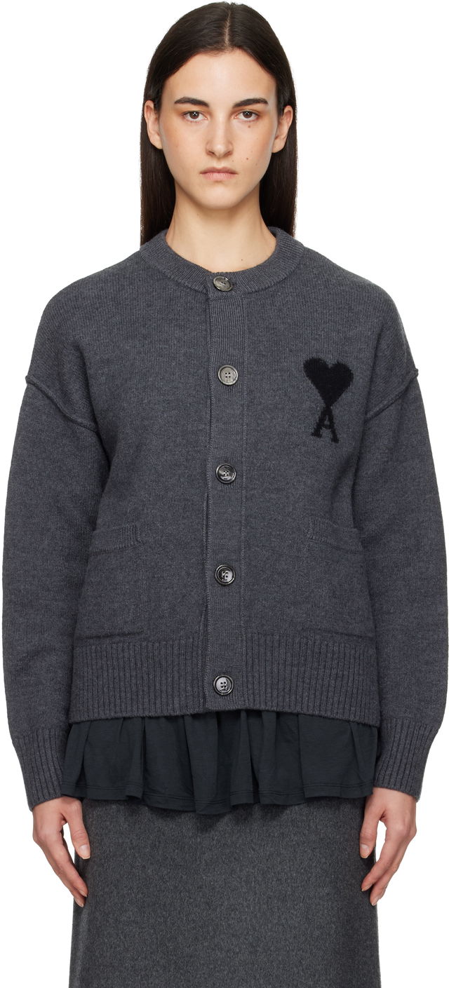 Felted Merino Wool Knit Ami de Coeur Cardigan