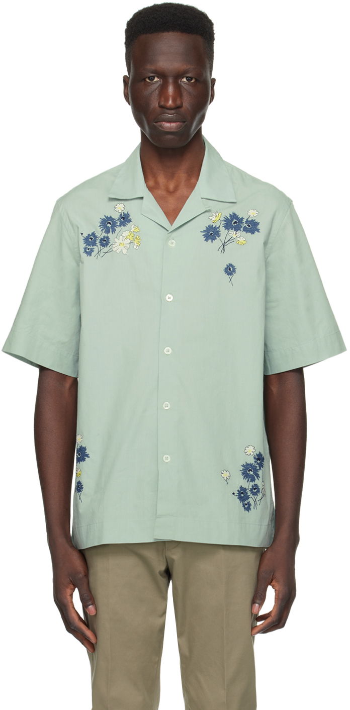 Риза Paul Smith Paul Smith Embroidered Flowers Resort Shirt Зелено | M1R-905UE-M01592-33, 0