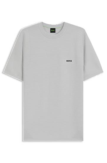 Тениска BOSS BOSS Rib-Knit T-Shirt with Logo Сиво | 50541939
