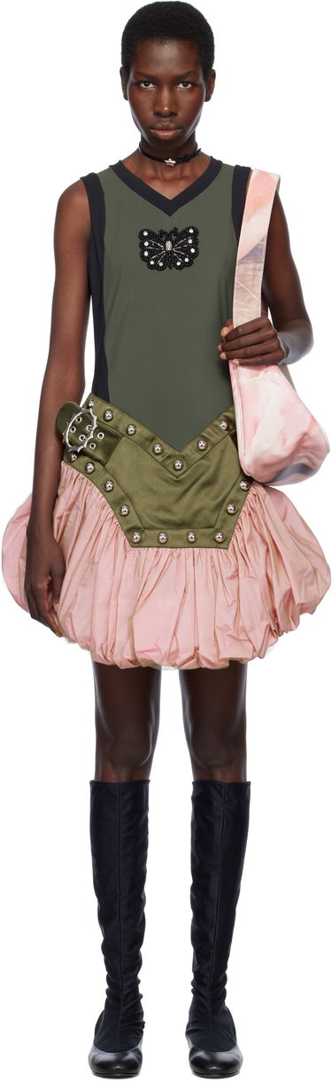 Pокля Chopova Lowena Chopova Lowena Backtuck Mini Dress with Butterfly Appliqué Зелено | 1289, 0