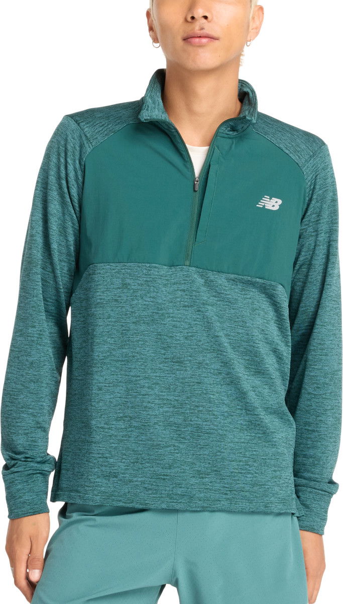 Суитчър New Balance Athletics Heat Grid 1/2 Zip Зелено | mt43204-nus