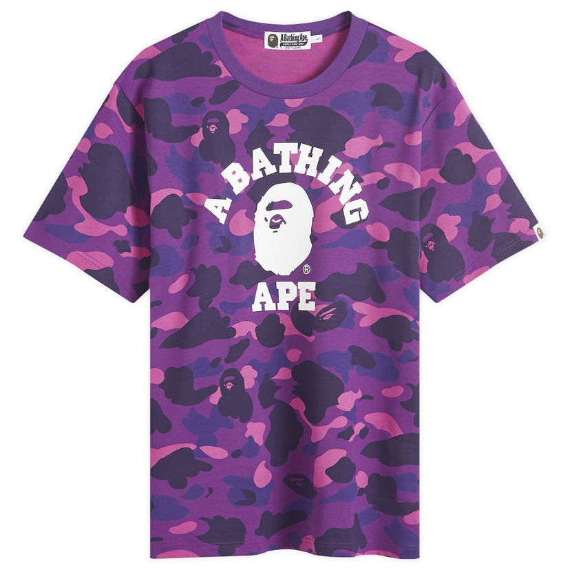 Тениска BAPE A Bathing Ape Colour Camo College T-Shirt Лилаво | 001CSK301002M-PPL