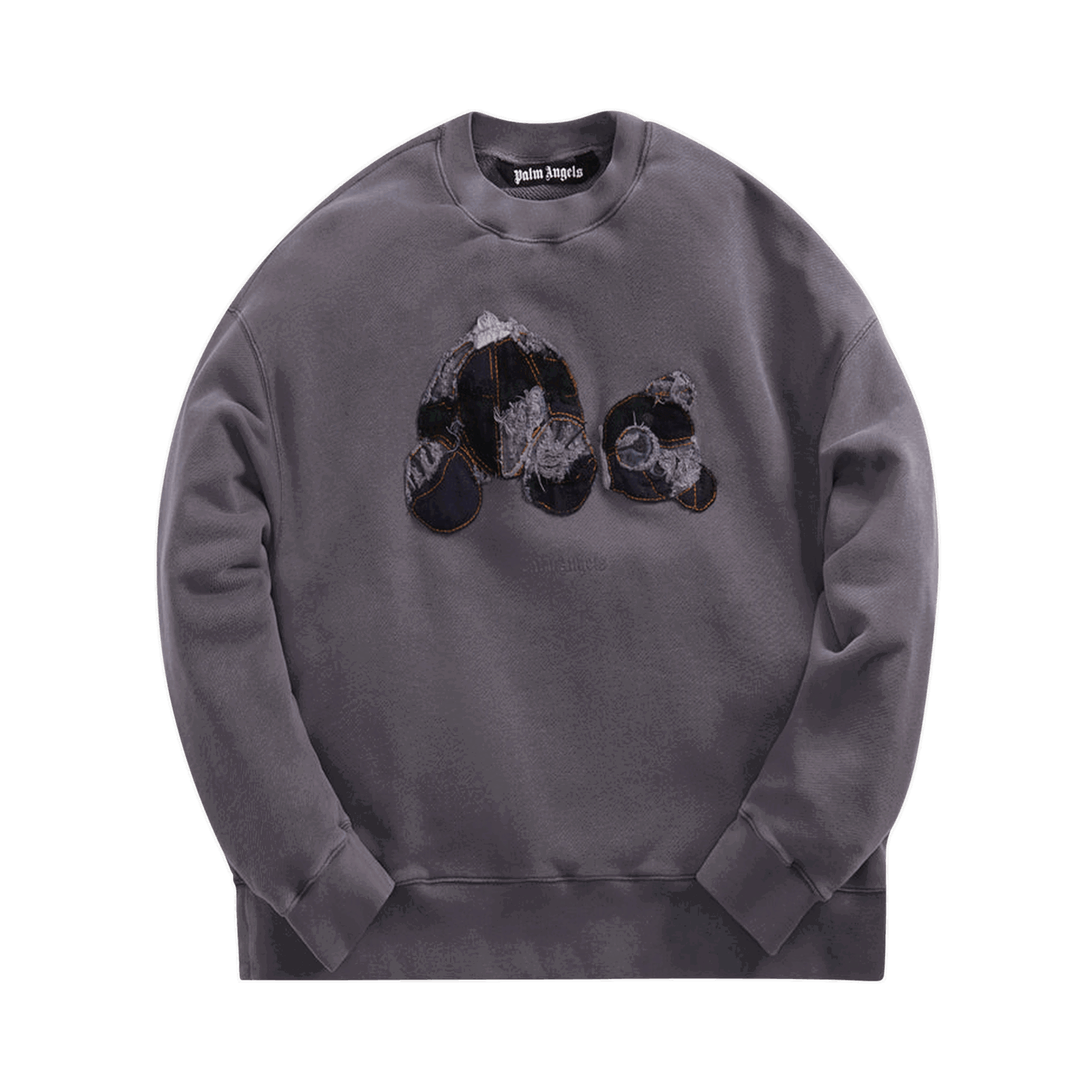 Суитчър Palm Angels Patchwork Ripped Bear Crew Сиво | PMBA026F22FLE0024940, 0