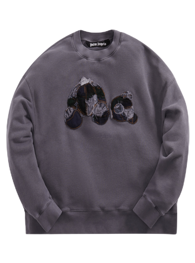 Суитчър Palm Angels Patchwork Ripped Bear Crew Сиво | PMBA026F22FLE0024940