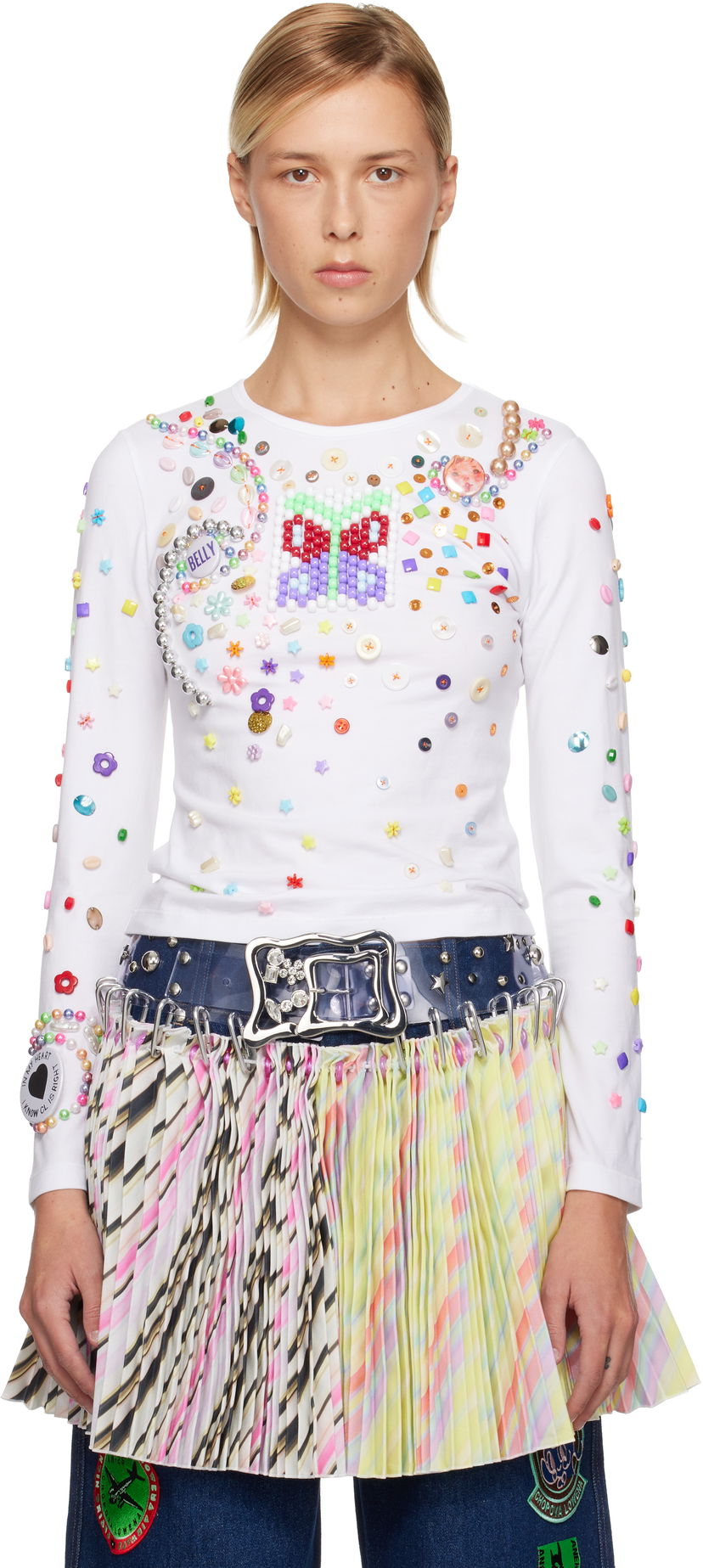 Фланелка Chopova Lowena Chopova Lowena Day Defunct Multi-Embellished Long Sleeve Jersey T-shirt Многоцветен | 2324