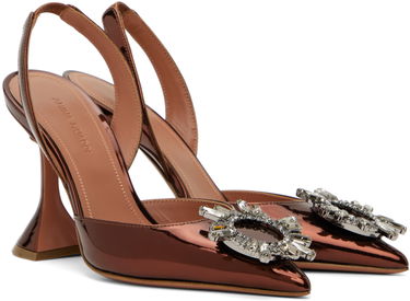 Кецове и обувки Amina Muaddi Sling 95 Metallic Leather Pumps Кафяво | BEGUM SLING CL MIRROR, 3