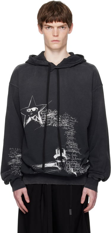 Суитчър Ann Demeulemeester Ann Demeulemeester Olly Sketchbook High-Comfort Hoodie Черно | B0012870-FA639-098, 0