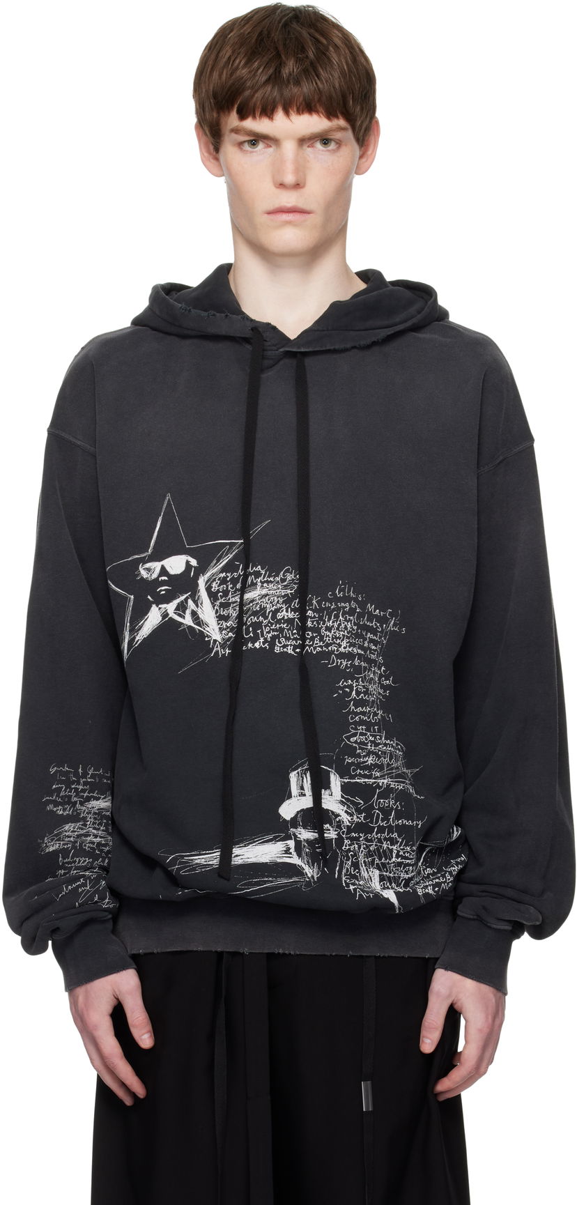 Суитчър Ann Demeulemeester Ann Demeulemeester Olly Sketchbook High-Comfort Hoodie Черно | B0012870-FA639-098