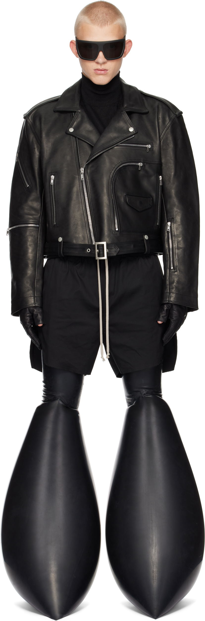 Яке Rick Owens Cropped Jumbo Leather Jacket Черно | RR02D6717 LHOJP