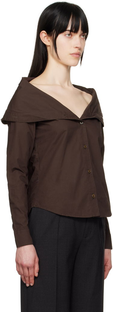 Риза OUR LEGACY OUR LEGACY Kaonashi Off Shoulder Shirt Кафяво | W2252KH, 1
