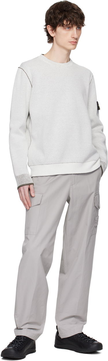 Пуловер Stone Island Stone Island Double Face Cotton & Nylon Sweater Бяло | K1S15 5100021 S00D9, 4