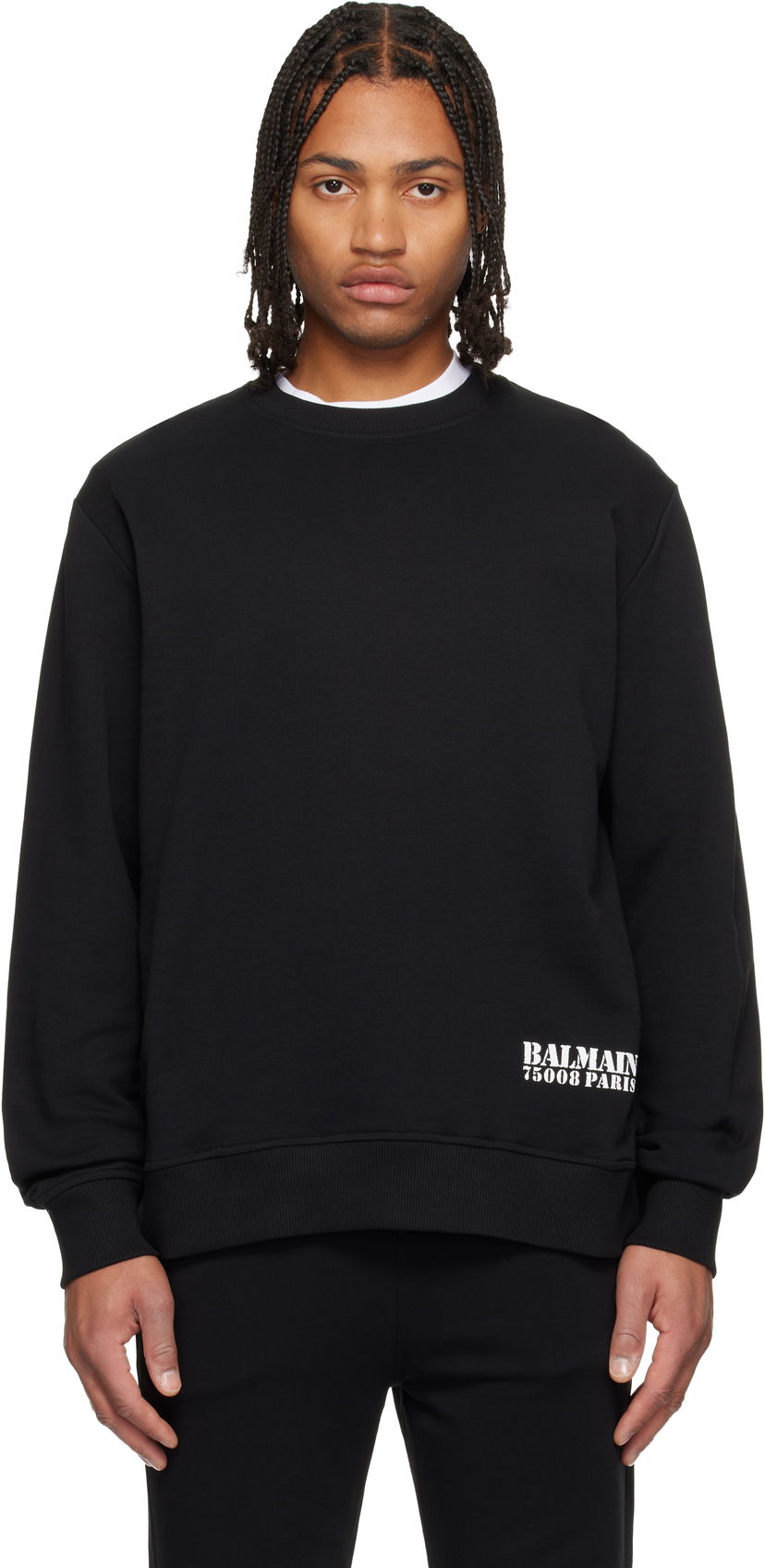 Суитчър Balmain Small 'Balmain' Stamp Printed Sweatshirt Черно | FH1JS001BD04