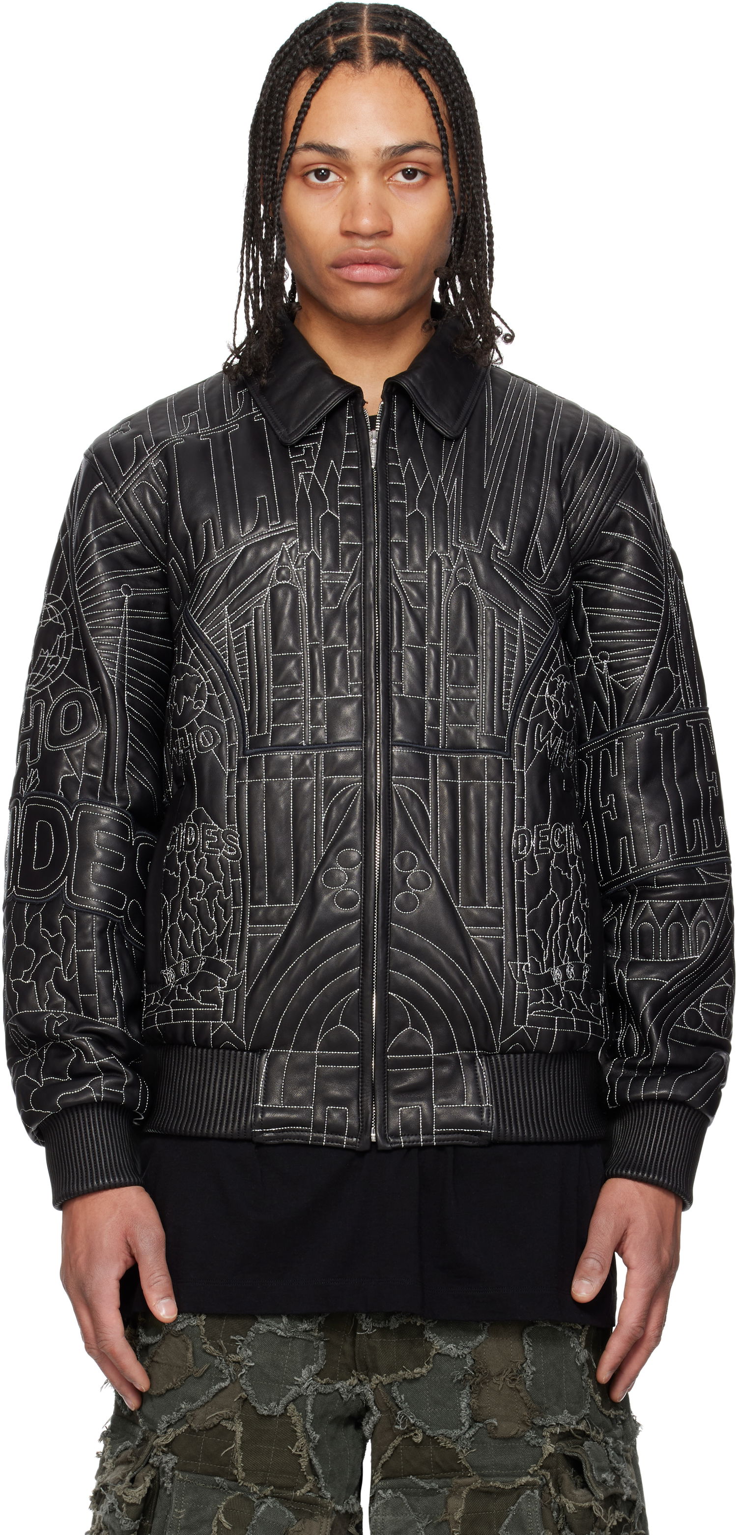 Яке бомбър Who Decides War Who Decides War Pelle Pelle Edition Cathedral Leather Jacket Черно | 1131430002SS25, 0