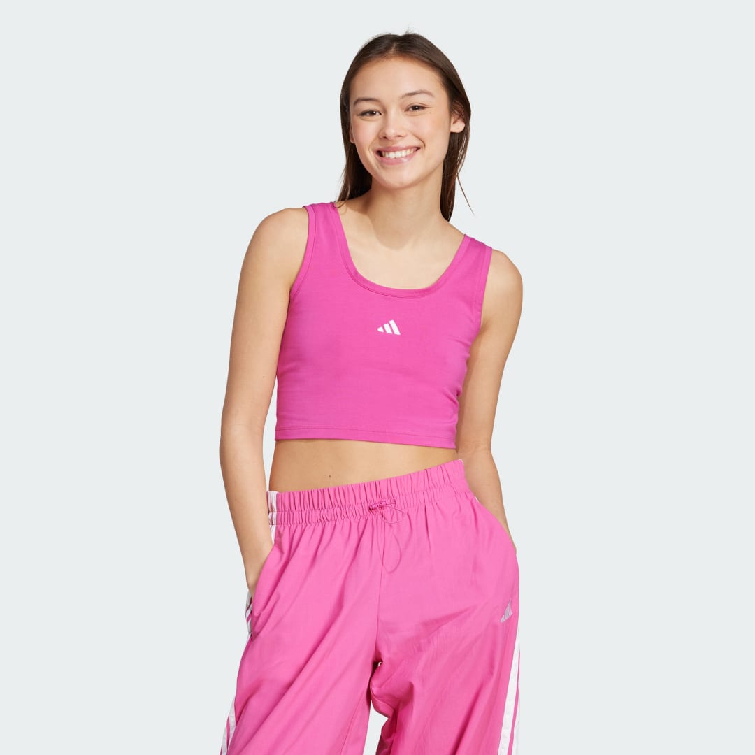 Потник adidas Performance Essentials Small Logo Cotton Crop Tank Top Розово | JP4792, 0