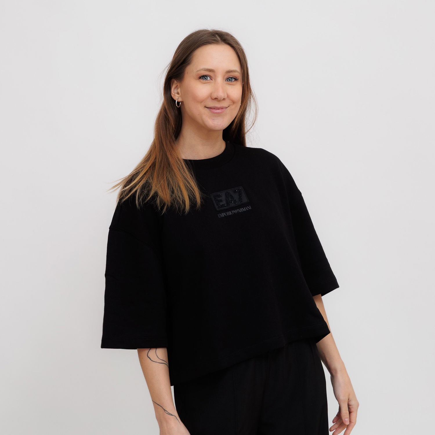 Тениска Emporio Armani EA7 Emporio Armani Cropped T-Shirt Черно | 7W000177-AF12473-UC001, 0