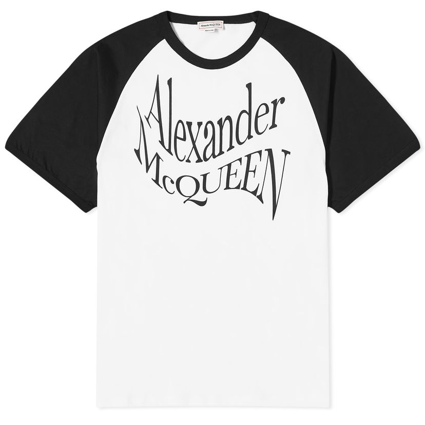 Тениска Alexander McQueen Warper Logo T-Shirt Бяло | 781983-QTAA8-0909