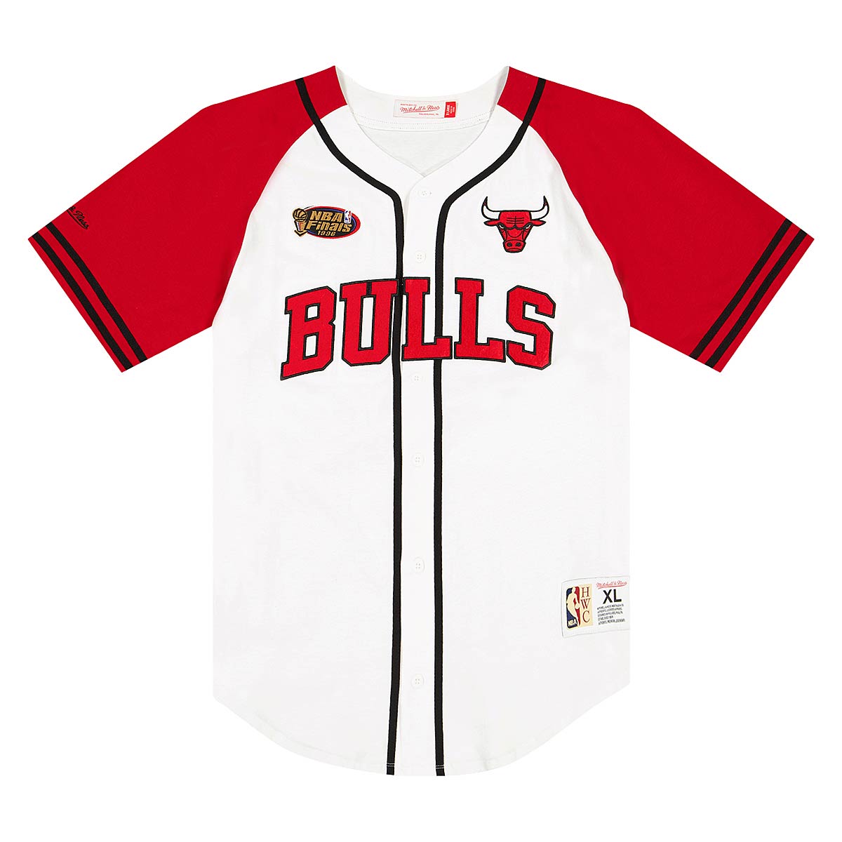 Фланелка Mitchell & Ness Mitchell & Ness Chicago Bulls Practice Day Baseball Jersey Бяло | TBTF4994-CBUYYPPPWHIT, 0