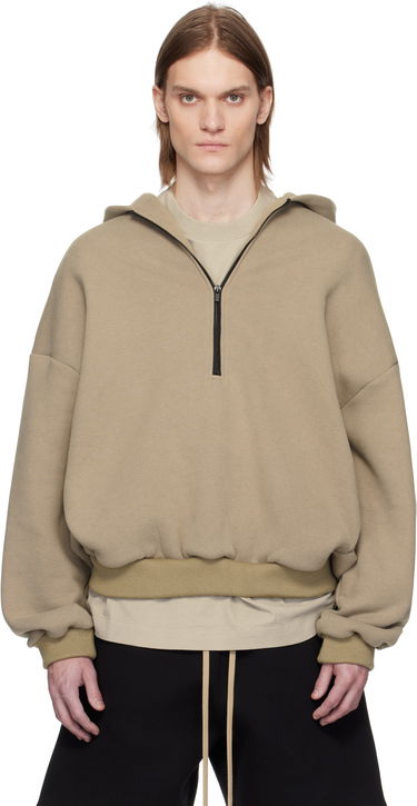 Суитчър Fear of God Fear of God Fleece Half Zip Hoodie Бежово | FGE250-513CCF, 0