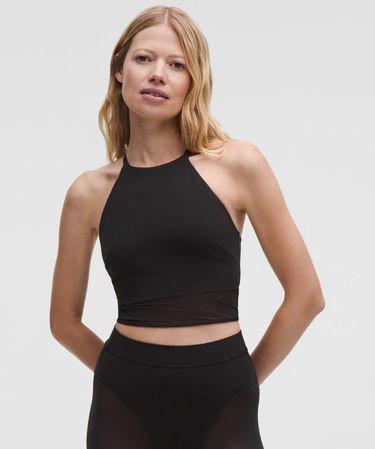 Съкратен топ lululemon High-Neck Nulu Tank Top with Mesh Hem Light Support B/C Cups Черно | prod20002671, 0