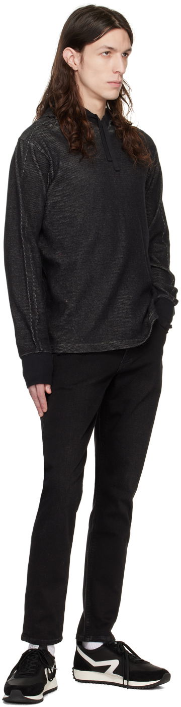 Суитчър rag & bone Collin Textured Knit Hoodie Черно | MBC22HT024JQ24, 3