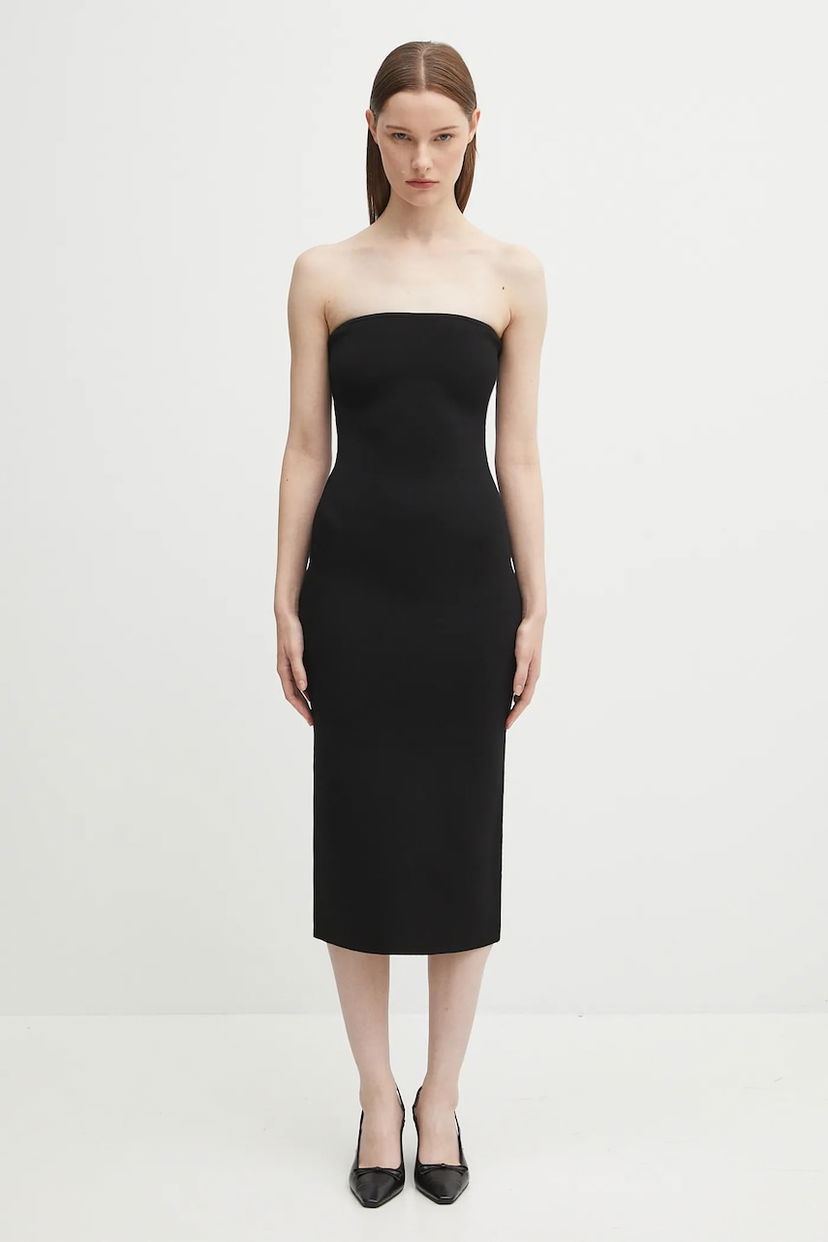 Pокля Anine Bing Anine Bing Fitted Strapless Midi Dress Черно | A.02.11049