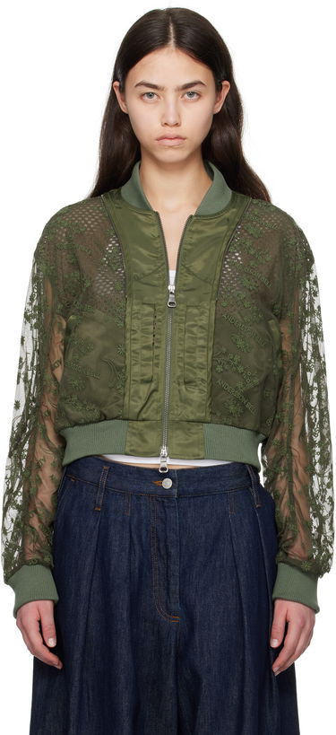 Яке бомбър Andersson Bell Andersson Bell Layered Logo Lace Short Bomber Jacket Зелено | awa703w, 0