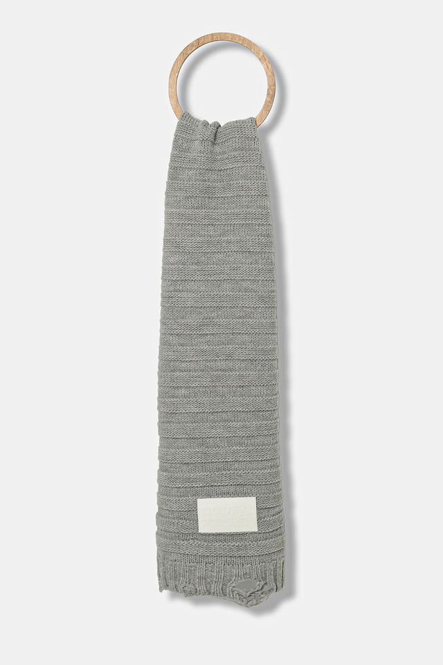 MM6 Maison Margiela Ribbed Knitted Scarf with Wooden Ring