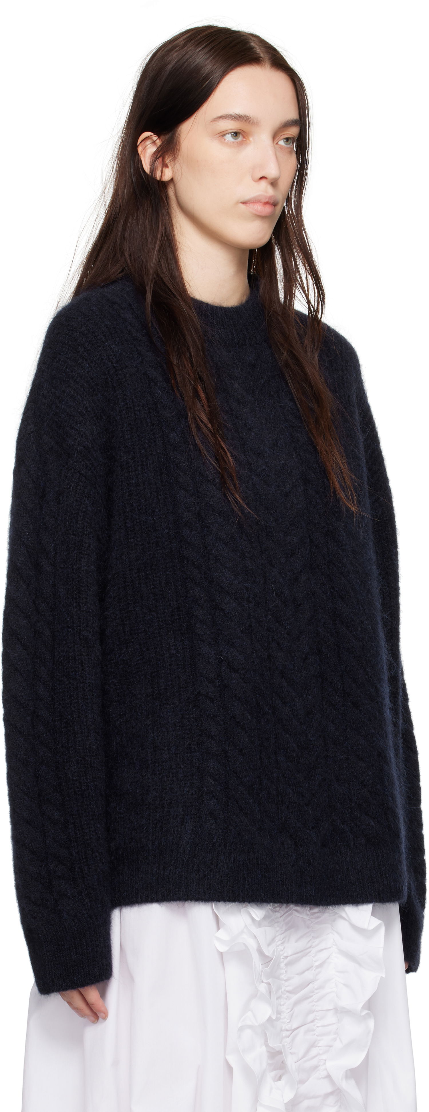 Пуловер Cecilie Bahnsen Anette Cable Knit Sweater Тъмно синьо | 3.24KNI51002 ANETTE JUMPER, 1