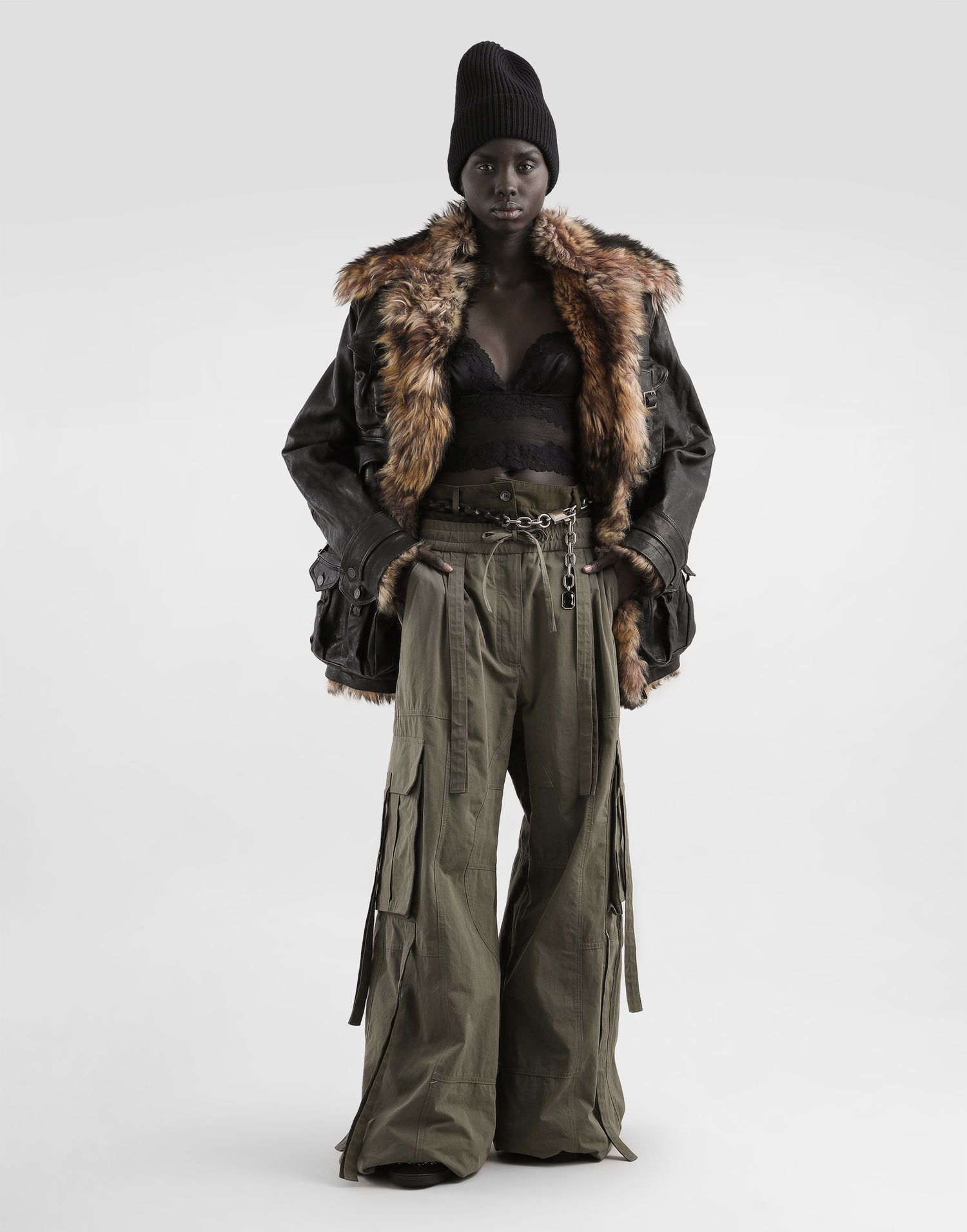 Панталони Dolce & Gabbana Dolce & Gabbana Waxed Faille Cargo Trousers Зелено | FTDGXTHUMS8N3644, 1