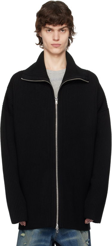 Пуловер VETEMENTS VETEMENTS Zip-Up Ribbed Knit Sweater Черно | UA66KN170B, 0