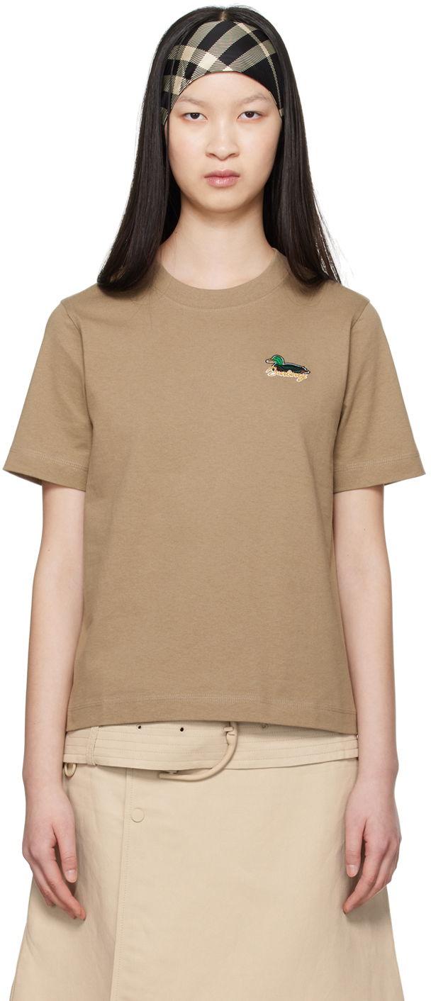 Тениска Burberry Taupe Embroidered T-Shirt Бежово | 8093662, 0