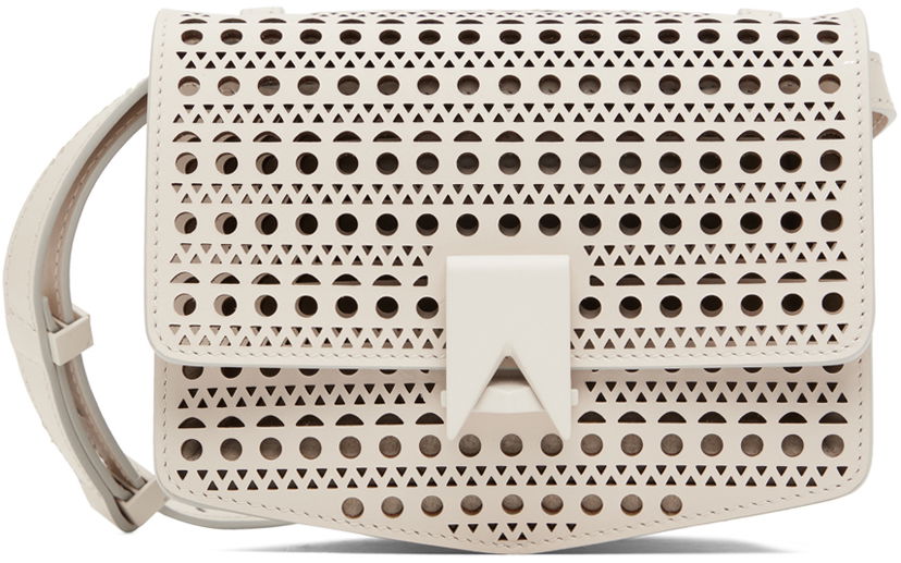 Чанта през рамо Alaïa Small 'Le Papa' Perforated Crossbody Bag Бяло | AA1S01417CA251