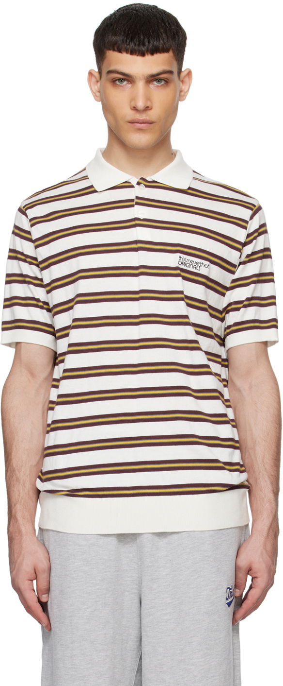 Поло тениска thisisneverthat Striped Polo Shirt Бяло | TN241KKNPK02