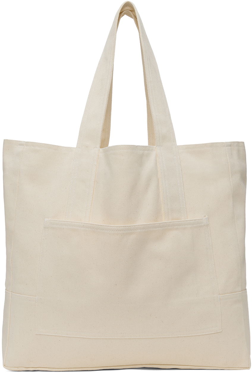 Голяма пазарска чанта Baserange Canvas Tote Bag With Patch Pocket Бежово | ACINB-CO-SU24, 0
