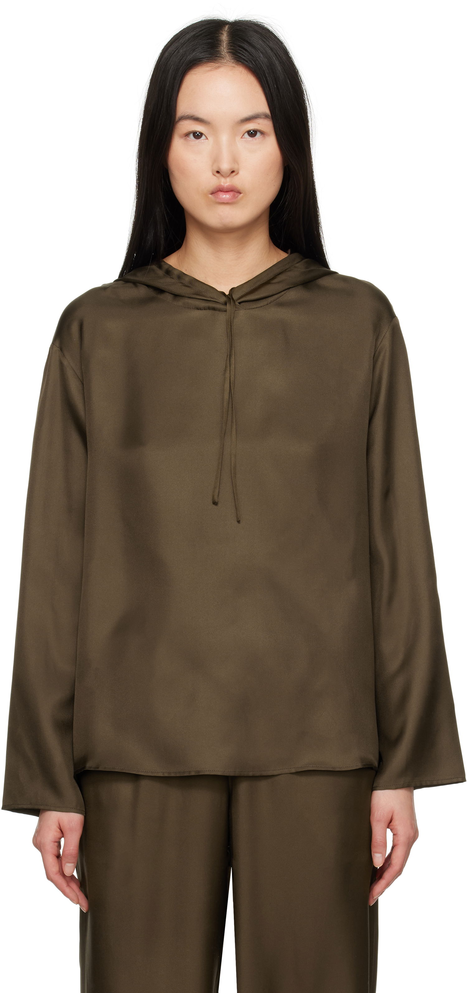 Суитчър Loulou de Saison Loulou de Saison Nuka Silk Hoodie Зелено | NUKA, 0