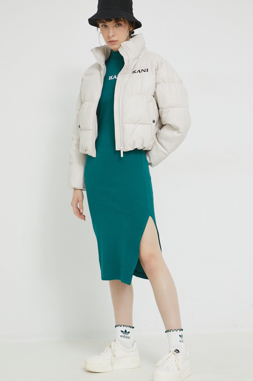 Пухо яке Karl Kani Retro Fake Leather Crop Puffer Jacket Бежово | 6176504, 0