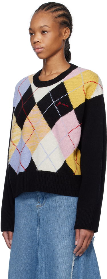Пуловер GANNI GANNI Harlequin Argyle Knit Sweater Многоцветен | K2379, 3
