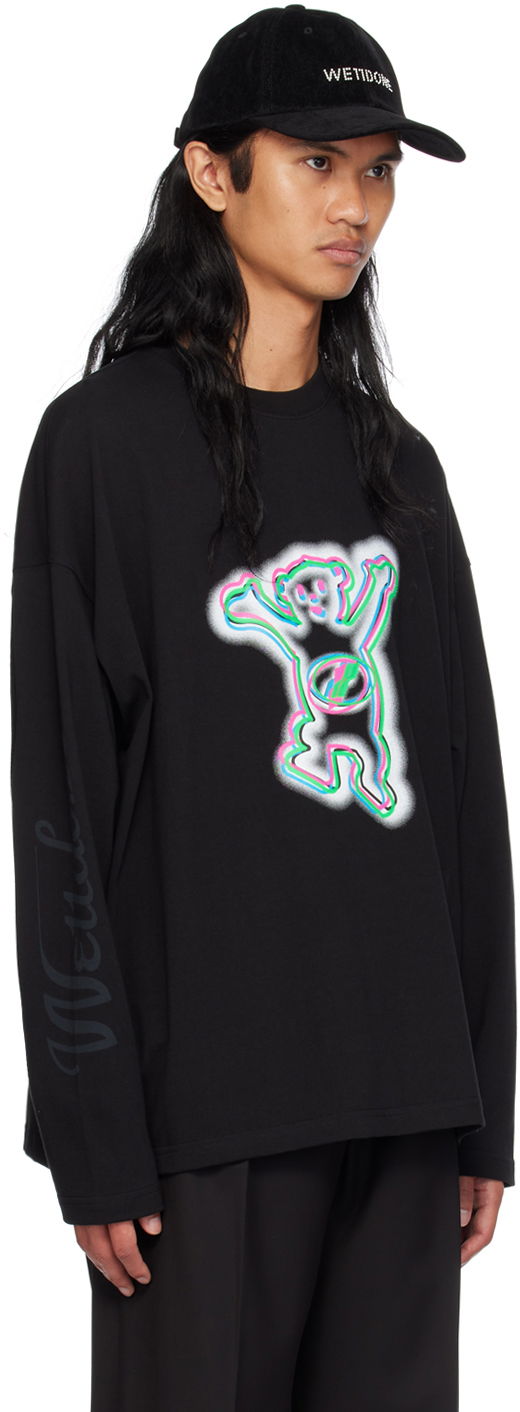 Тениска We11done Colorful Teddy Print Long Sleeve T-Shirt Черно | WD-TT3-22-833-U-BK, 1