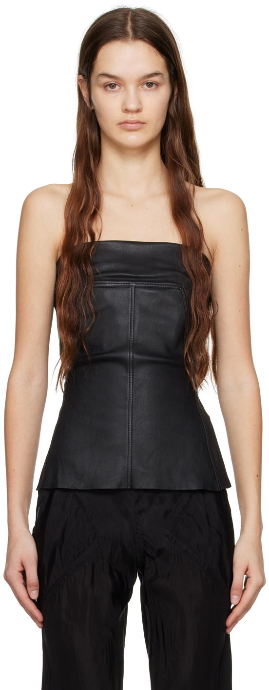Потник Rick Owens Rick Owens Leather Bustier Camisole Черно | RP01C5127 LS