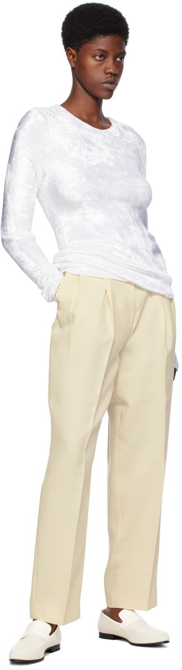 Пуловер TOTEME TOTEME Slim Long Sleeve T-Shirt Бяло | 241-WRT1059-YA0026, 3