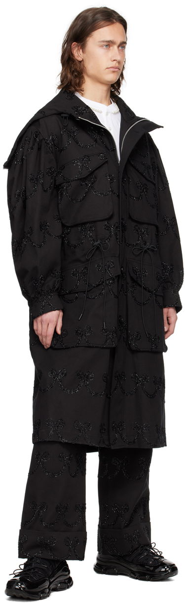 Палта Simone Rocha Simone Rocha Embroidered Denim Coat Черно | 2048 1062, 3