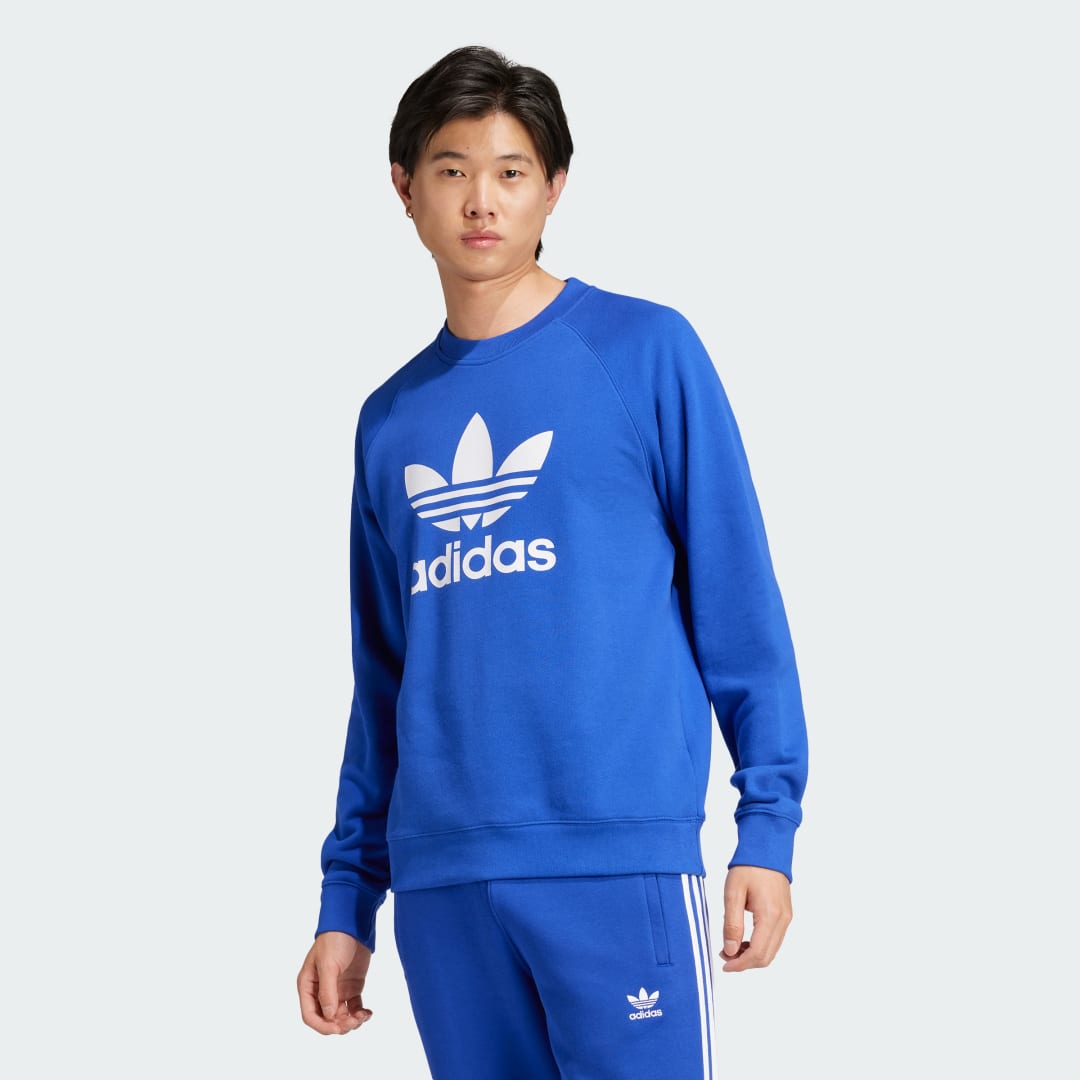 Пуловер adidas Performance Adicolor Classics Trefoil Crewneck Sweatshirt Синьо | IZ1856, 0