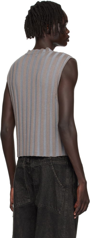 Пуловер Eckhaus Latta Eckhaus Latta Ribbed Knit Vest Сиво | 8025-EL-PF25-H, 2