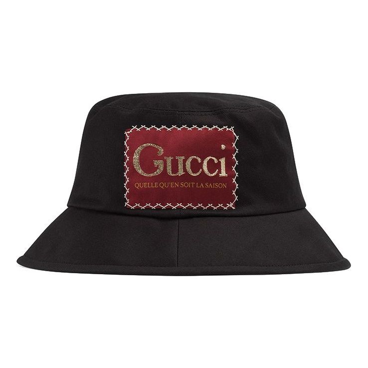 Шапка Gucci Cotton Bucket Hat With Label Черно | 627174-4HK02-1000, 0