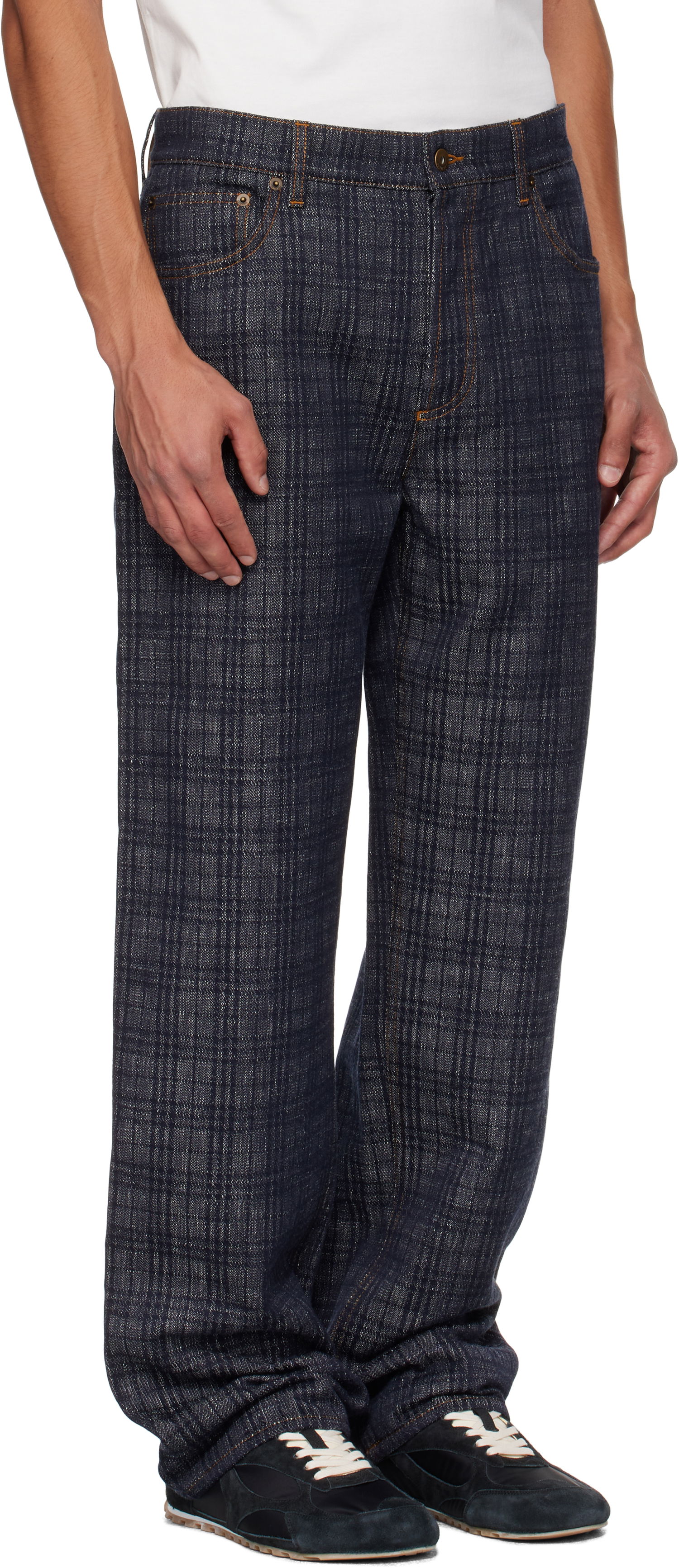 Дънки Burberry Burberry Loose Check Jeans Синьо | 8110647, 1